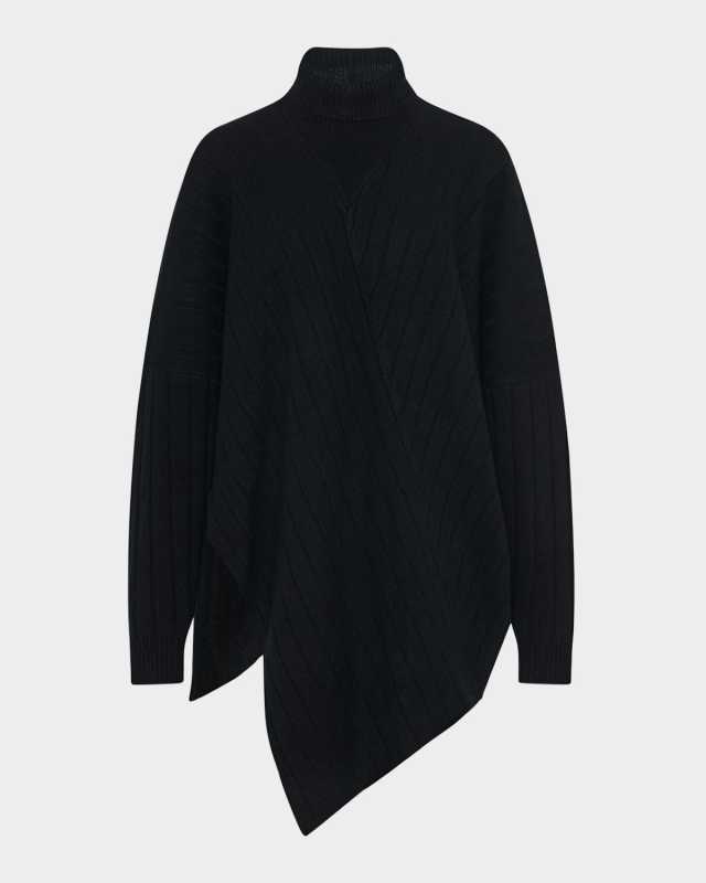 Asymmetric Turtleneck Wool-Cashmere Sweater